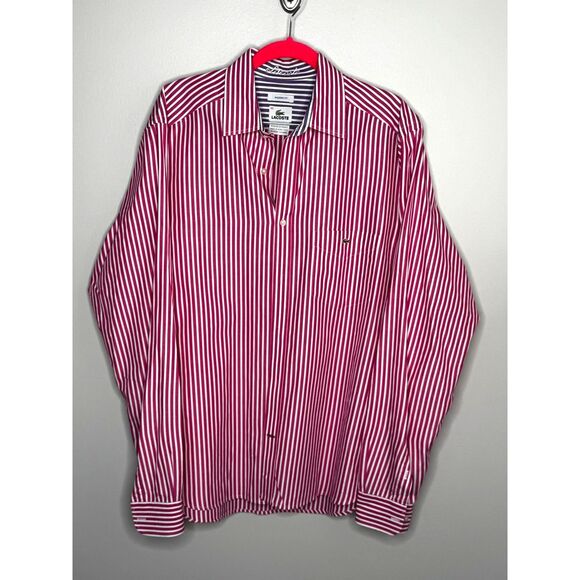 NWT Lacoste Slim Modern Fit Pink Stripe Button-Down Tailored Business Casual 42 - Picture 2 of 6